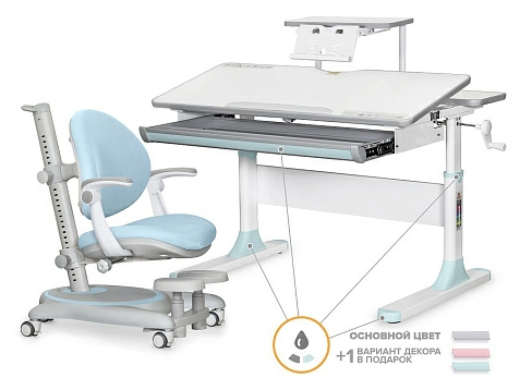 Комплект Ergokids: парта Edmonton Lite с полкой + кресло Ortoback Plus (BD-610 W/MC + S-50 + Y-508 Plus)