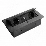 Выдвижной блок розеток (266×130 мм, 2 розетки, 2 USB) фото