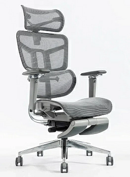 Офисное кресло Healthy Chair серое с подножкой фото