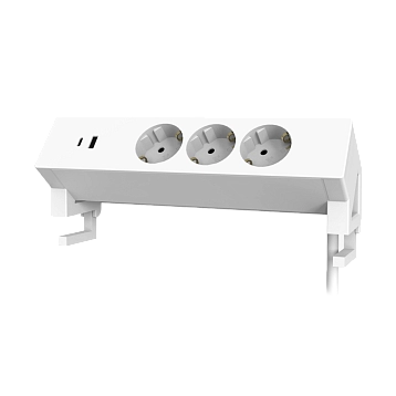 Блок розеток с креплением на зажим Ergostol Clip, 3хEURO, 2хUSB (A+С) фото