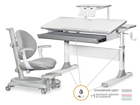 Комплект Mealux: парта Edmonton Lite Multicolor с полкой + кресло Ortoback Plus (BD-610 W/MC + S-50 + Y-508 Plus)