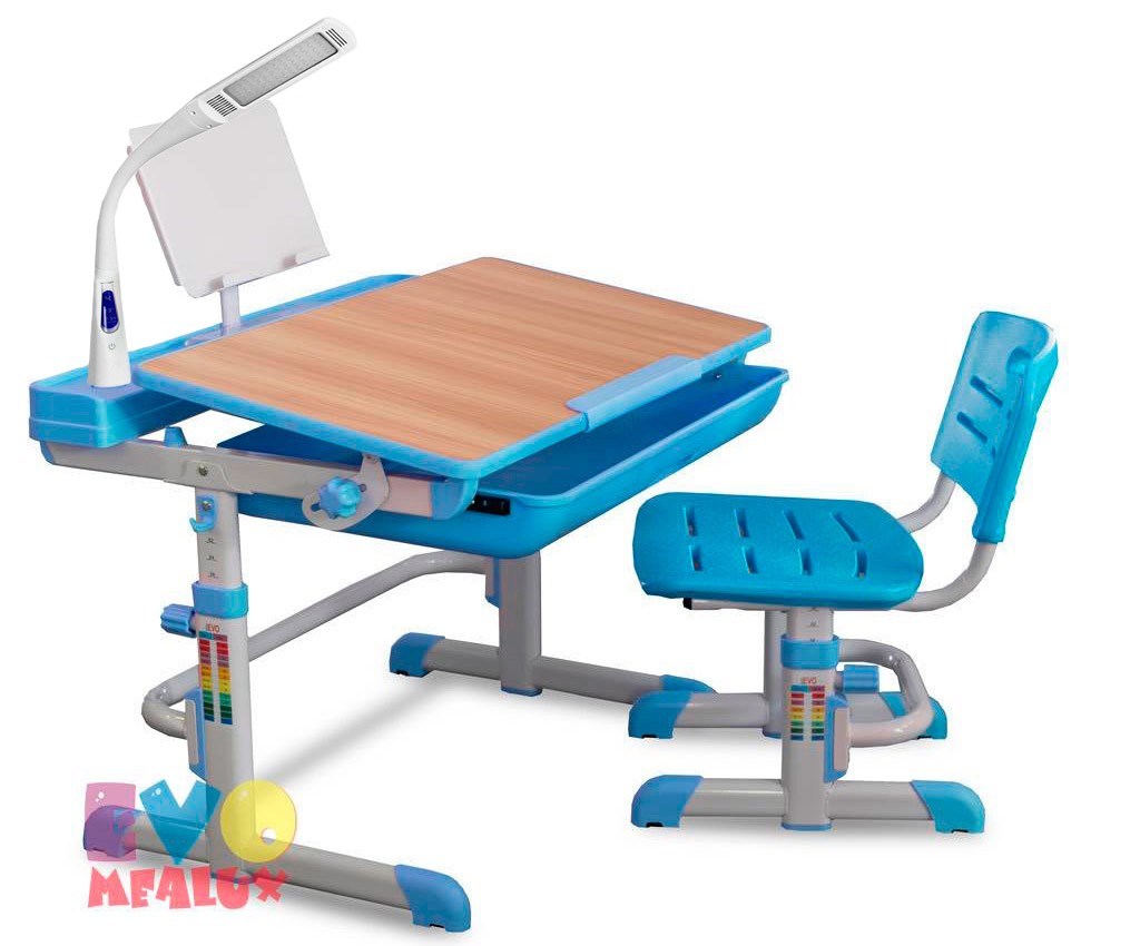 

Комплект парта и стул Mealux EVO-04 с лампой Клен Голубой
