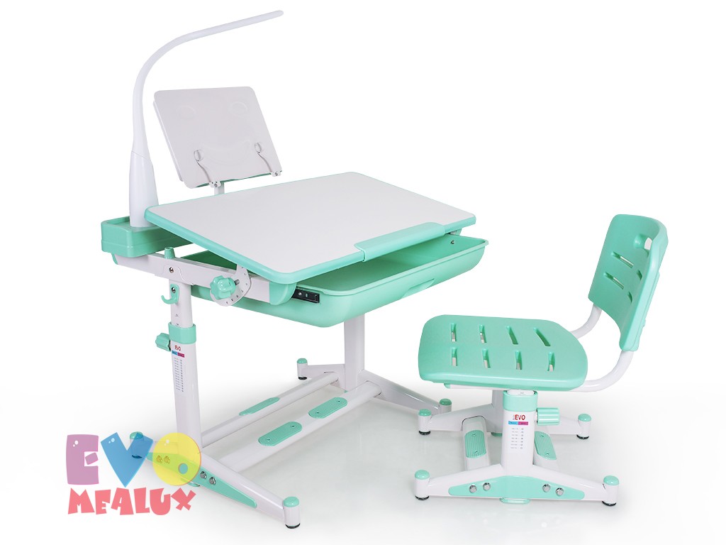 

Комплект парта и стул Mealux EVO-04 New XL с лампой Белый Зеленый